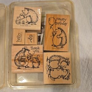 Stampin' Up! Hedgehog Rubber Stamps Set with Cute Sayings. Vintage And Retired